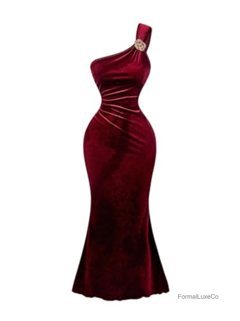 Women's Velvet One Shoulder Mermaid Cocktail Dress Sleeveless Formal Gown